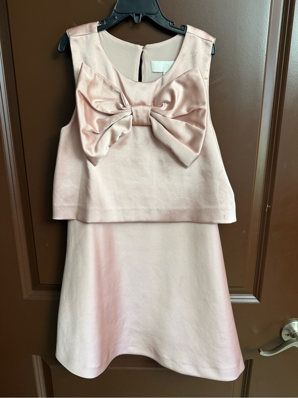 Girls Pink Bow-Front Party Dress